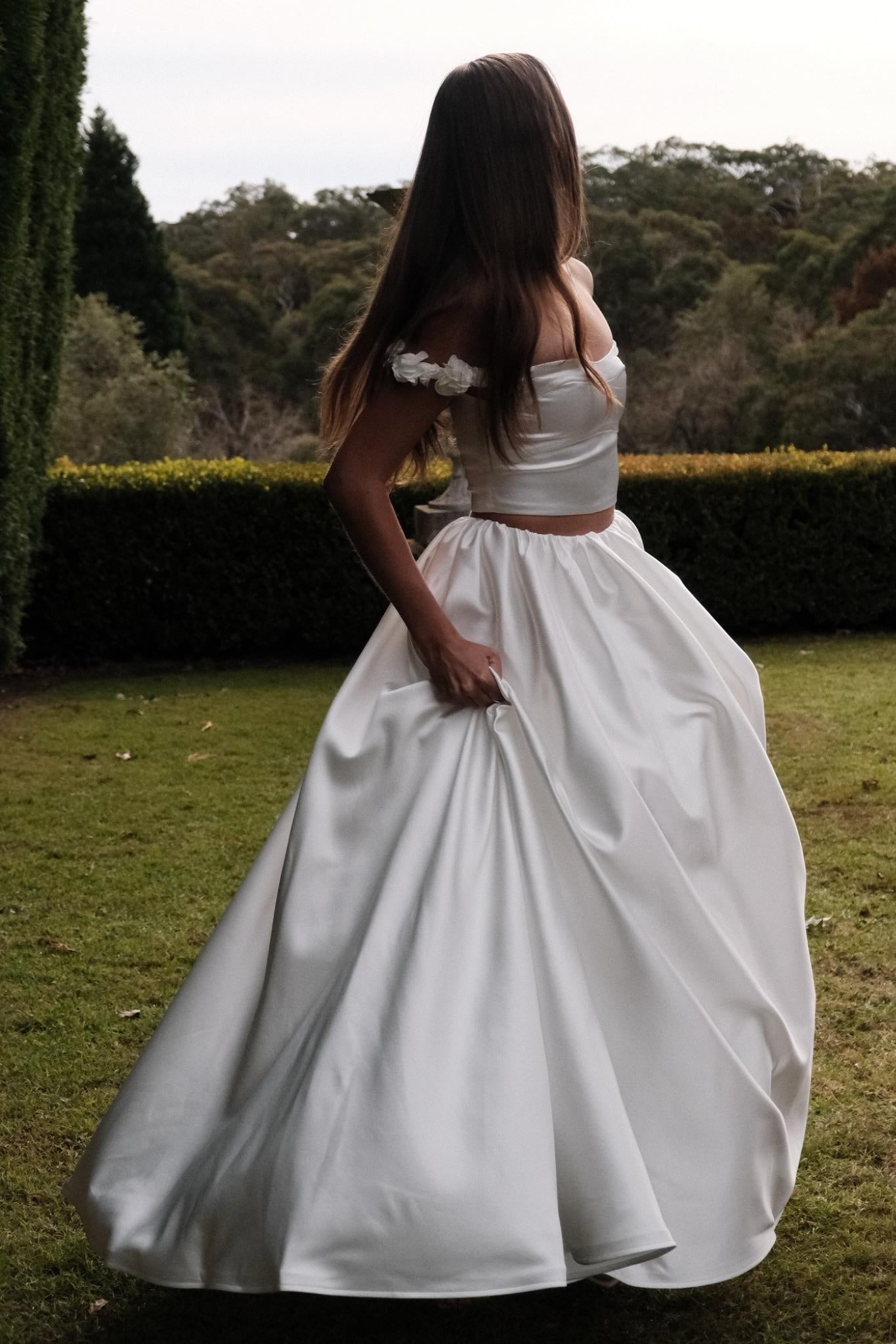 White Satin Maxi Skirt & Top